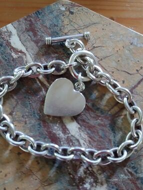 Classic Sterling Silver Heart Toggle Bracelet - Women's Jewelry
